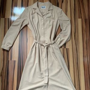 Vintage cream suede midi-dress/coat.